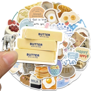 Waterproof cute buttery and milk food stickers set for luggage and laptop decoration