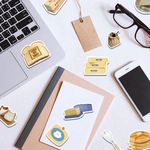 63pcs cream butter toast stickers set for laptop notebook and suitcase decoration
