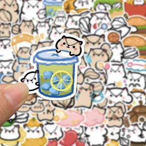Close-up of a cute cartoon squirrel sticker on a drink cup for DIY journaling