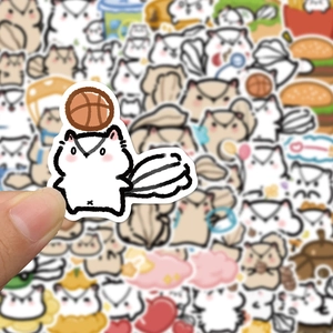 Close-up of cute cartoon squirrel sticker with basketball for DIY luggage and scrapbooks