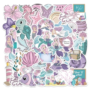 Meerjungfrau Meerestiere Cartoon Aufkleber Wasserdichte PVC Vinyl Decals Für Laptop Gepäck Schreibwaren Scrapbooking DIY Dekoration