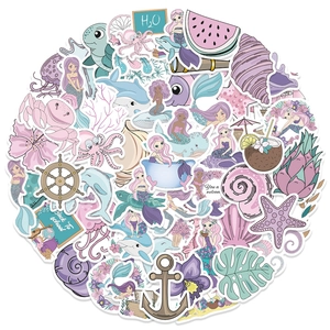 Set mit 56 niedlichen Ozean-Meerjungfrau-Aufklebern mit Muscheln für Scrapbooking