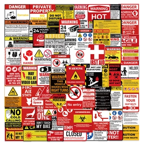 Waterproof PVC Warning Safety Stickers For Luggage Laptop Refrigerator Phone Case Danger Caution Sign Decorative Vinyl Decals