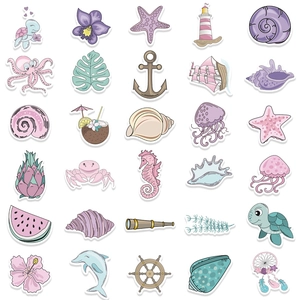 Set mit 56 süßen Meeresaufklebern mit Muscheln und Segelbooten für das Scrapbooking