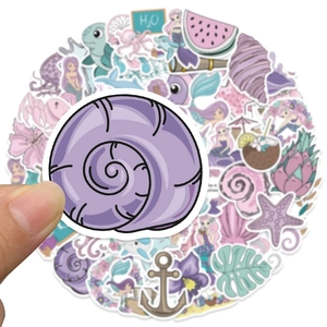 56 niedliche Ozean-Aufkleber mit Meerjungfrauen, Muscheln und sommerlichen Cartoon-Designs