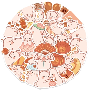40PCS Cute Cartoon Rabbit Stickers Waterproof DIY Decals For Laptop Water Bottle Scrapbooking New Year Style Stationery
