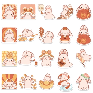 Set of 20 cute rabbit Chinese New Year stickers for DIY laptop and water bottle decor