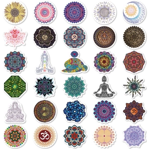 Set mit 30 bunten Mandala Yoga Aufklebern mit Meditations und spirituellen Motiven
