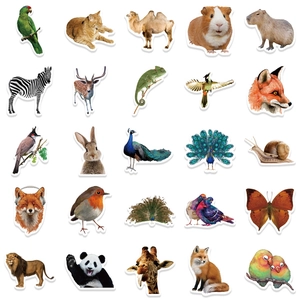 Set of 25 realistic animal graffiti stickers featuring lions and giraffes for DIY luggage deco