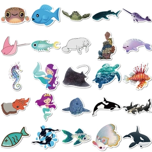 50pcs marine life stickers featuring sharks whales and turtles for laptop decor