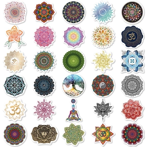 30er Set Mandala Yoga Aufkleber mit heiliger Geometrie und Boho-Designs