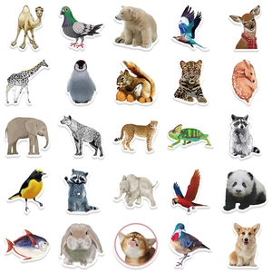50-piece animal world stickers featuring lions, elephants and giraffes for DIY luggage