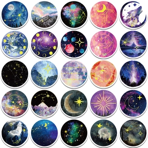 50pcs celestial moonlight star stickers for laptop and luggage with waterproof PVC finish