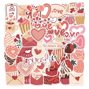 Set of 58 romantic Valentine's Day heart stickers for water bottles and laptops