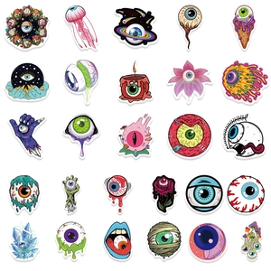 Set di 25 adesivi graffiti con bulbo oculare per decorare valigie e skateboard fai-da-te