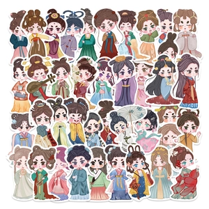 Detailed collection of 40 pieces waterproof ancient Chinese style girl character stickers