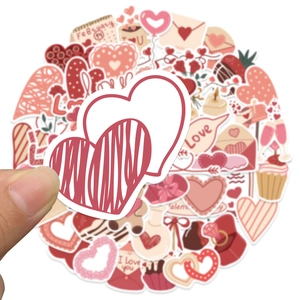 58pcs Valentine cartoon heart stickers for laptop and water bottle decoration