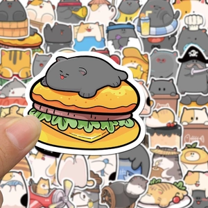 Cute waterproof cartoon cat stickers for luggage and scrapbooking set of 50 pieces
