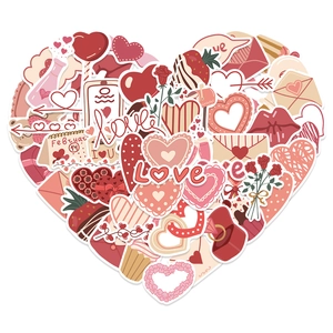 Valentine Heart Stickers PVC Waterproof Cartoon Graffiti Decals For Water Bottle Laptop Phone Case DIY Decoration