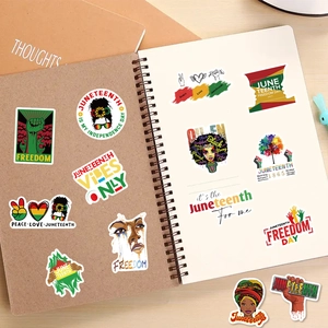 Juneteenth 1865 freedom stickers set with African patterns for laptop and luggage decor