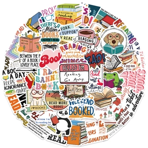 Reading Theme Stickers Waterproof PVC Cartoon Animals Library Style Decals For Laptop Water Bottle Scrapbooking Decor