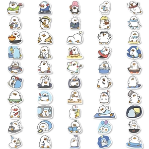 100er Set süße weiße Enten-Sticker für DIY Laptop und Handy Dekoration