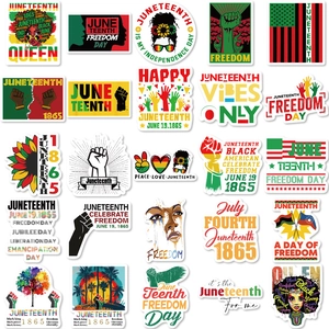 50pcs Juneteenth 1865 freedom day stickers set with Pan-African colors for laptop luggage