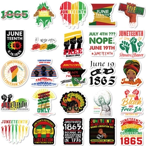 50pcs Juneteenth 1865 vinyl stickers set with Pan-African colors for laptop and luggage