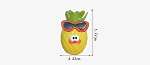 Dettaglio delle dimensioni di un simpatico adesivo 3D ananas con occhiali da sole