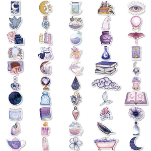 Set di 100 adesivi Magic Moon impermeabili in vinile con cristalli celesti e temi dei tarocchi