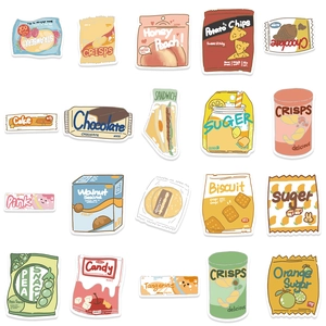 Set of 20 waterproof cartoon snack stickers for DIY decoration on notebooks and water bottles