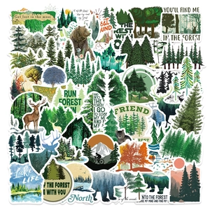 Vintage Forest Nature Animal Waterproof PVC Stickers For Scrapbooking Laptop Water Bottle Suitcase Decorative Decal