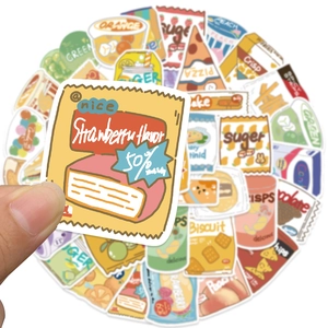 Set of 40 waterproof cartoon snack stickers for DIY scrapbooking and water bottles decoration