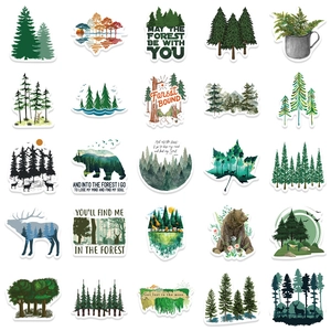 50 pieces of forest animal stickers for laptop and travel cases with waterproof PVC design