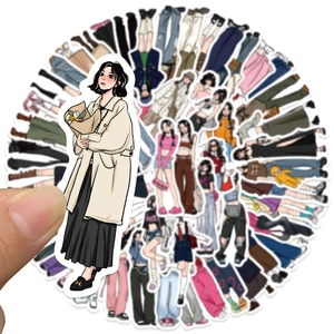 Set mit 65 wasserfesten Fashion Anime Mädchen Aufklebern für Laptop und Koffer