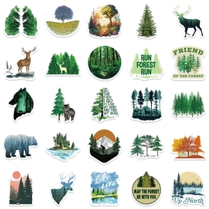 50 pieces of waterproof forest animal and nature stickers for scrapbooks and travel luggage