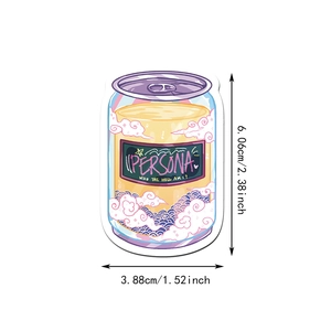 Detailed dimension view of a cartoon drink sticker with Persona theme, 6.06cm in height