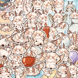 Detailed view of waterproof cartoon moth girl stickers for stationery and journals