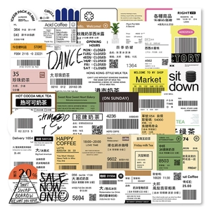 Waterproof PVC Adhesive Stickers For Milk Tea Cup Coffee Shop Receipt Style DIY Scrapbooking Journal Decorative Labels
