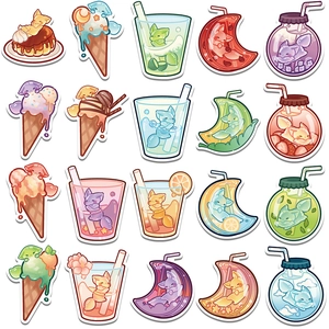 Set of 20 creative cartoon jelly fox stickers for journal, laptop and phone decoration