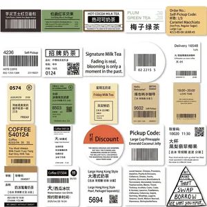 50 pieces of creative milk tea cup stickers with assorted vintage labels and aesthetic designs
