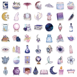 Set di 300 adesivi magici bohémien impermeabili con motivi di luna cristallo e tarocchi