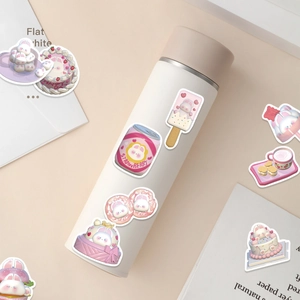 50pcs cute pink 3D rabbit dessert stickers for DIY laptop and water bottle decoration