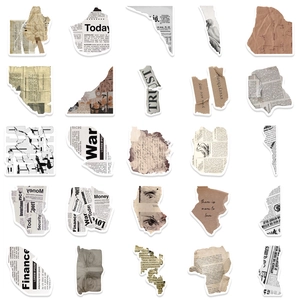 Lot de 50 autocollants vintage style vieux journaux pour scrapbooking et déco