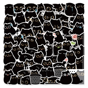 Autocollants Chat Noir Mignon en PVC Imperméable Décalcomanies Décoratives DIY pour Ordinateur Portable Coque de Téléphone