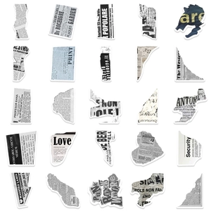 Lot de 52 autocollants fragments de journaux vintage pour scrapbooking et déco