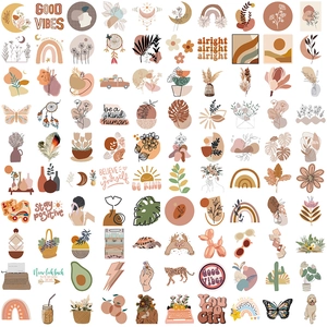 50-350Pcs Boho art style waterproof PVC stickers for luggage and water bottles