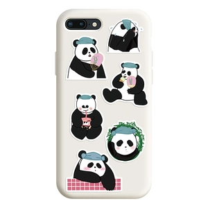 Cute cartoon panda patterned phone case made of cream silicone for iPhone models