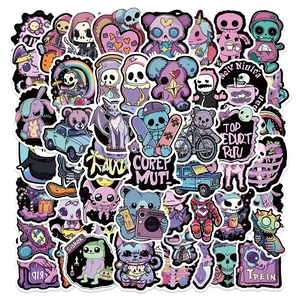 Purple Gothic Stickers Waterproof Creepy Cute Cartoon Skull Decals For Halloween Scrapbook Laptop Water Bottle Decoration Aesthetic Vinyl Stickers