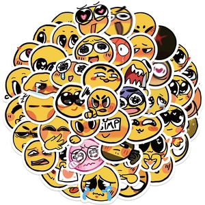 Funny Cursed Emojis Stickers PVC Waterproof Cartoon Yellow Face Decals For Laptop Water Bottle Phone Case Scrapbooking Decor